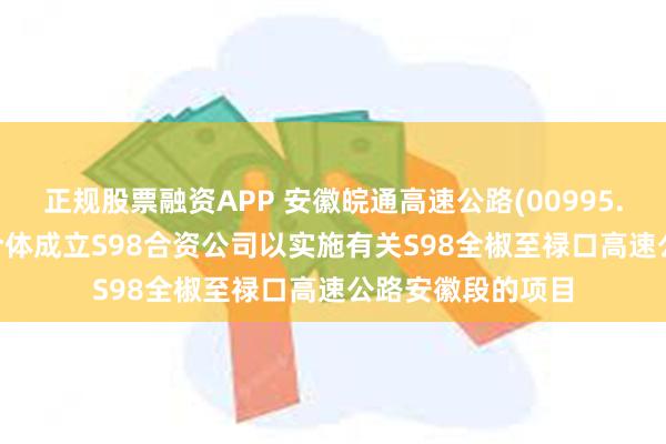 正规股票融资APP 安徽皖通高速公路(00995.HK)拟与S98联合体成立S98合资公司以实施有关S98全椒至禄口高速公路安徽段的项目