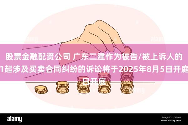 股票金融配资公司 广东二建作为被告/被上诉人的1起涉及买卖合同纠纷的诉讼将于2025年8月5日开庭