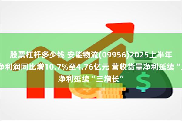 股票杠杆多少钱 安能物流(09956)2025上半年经调整净利润同比增10.7%至4.76亿元 营收货量净利延续“三增长”